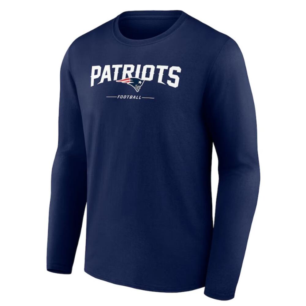 New England Patriots Fanatics Men's Navy Logo Team Lockup Long XL Sleeve Shirt